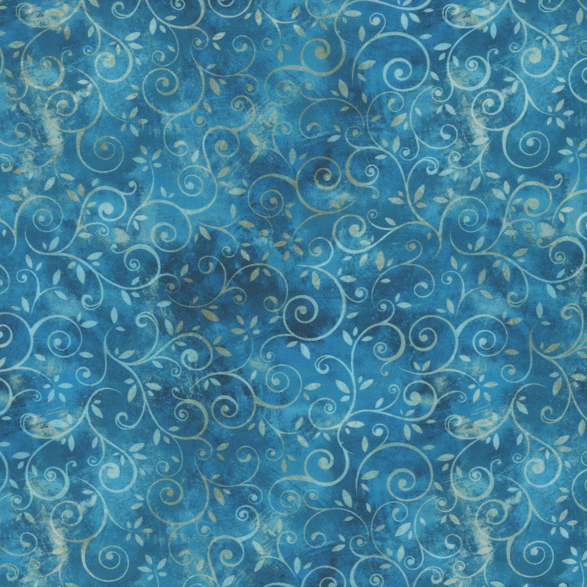 QT Fabrics - Birdsong - Blue Scroll