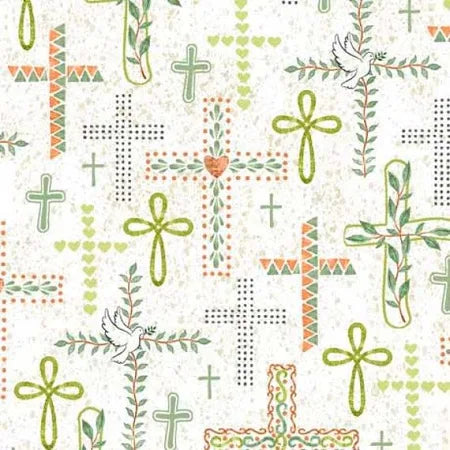 QT Fabrics - Rejoice - cross - cream