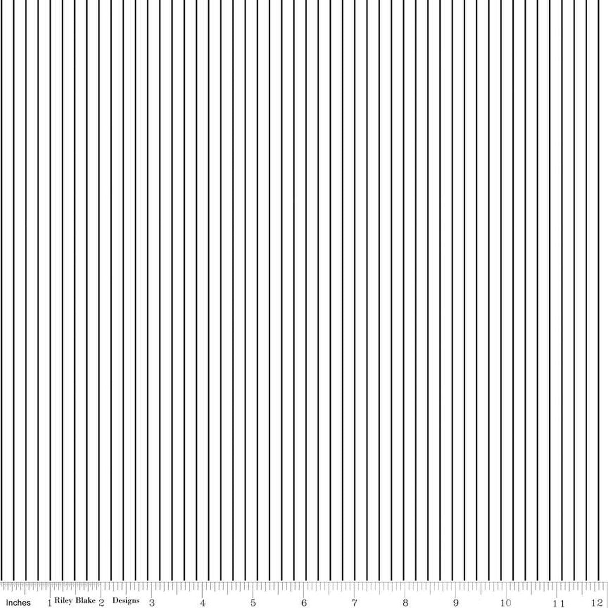 Riley Blake - Black Tie - Off White with Black Stripes
