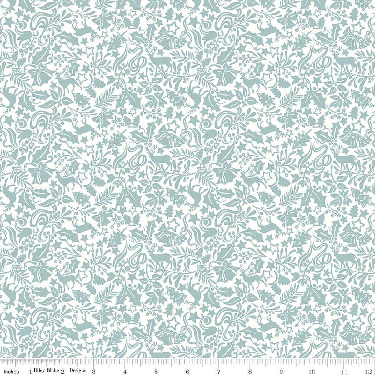 Riley Blake - Liberty A Woodland Christmas Enchanted Forest C Blue
