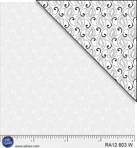 P&B Textiles -Ramblings 12 Paisley White on White