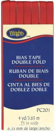 Wrights Bias Tape Double Fold .25 in wide - Scarlet