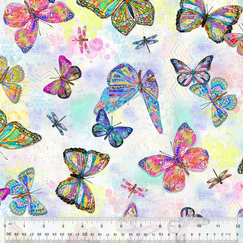 Windham Fabrics - Shine On - Butterflies Multi Flutter