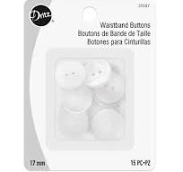 Dritz Shirt Waistband Buttons White 17mm