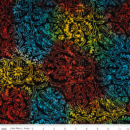 Riley Blake - Batiks - Black Rainbow Multi
