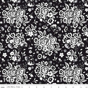 Riley Blake - Black Tie - Black Large Flowers