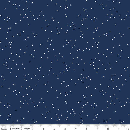 Riley Blake - Blossoms - Navy Dots