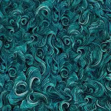 QT Fabrics - Deep Sea Dazzle - Teal - Swirls