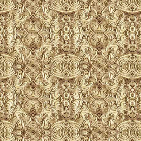 QT Fabrics-Endless Blues -Scroll Medallion - Tan