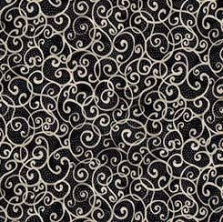 QT Fabrics - Floral Allure - Scroll - Black