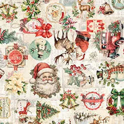 QT Fabrics - Holly Jolly Cream
