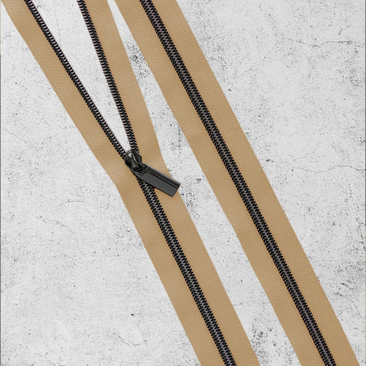 Sallie Tomato - #5 Zipper - Natural - Gunmetal Zip