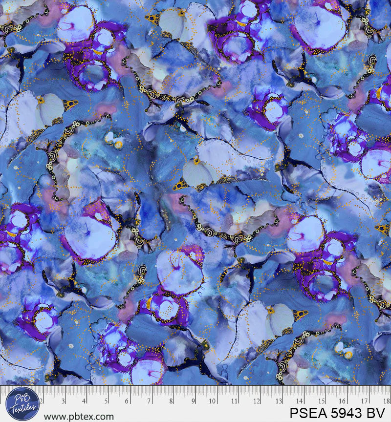 P&B Textiles - Painted Sea Tonal Allover Blue & Violet