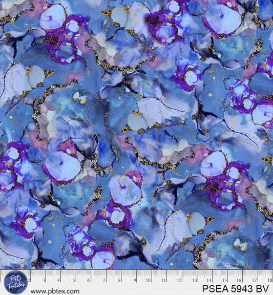 P&B Textiles - Painted Sea Tonal Allover Blue & Violet