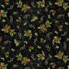 QT Fabrics - Poinsettia Greetings - Black