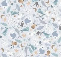 P&B Textiles -Polar Pals Allover - blue background