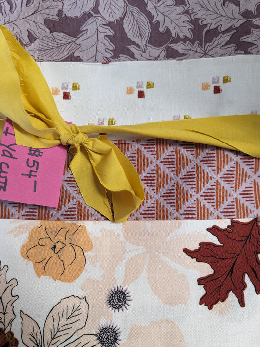 Purple Flowers bundle - 4 - 1 yard cuts