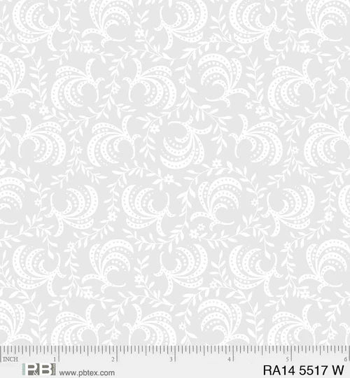 P&B Textiles -Ramblings 14 Fans White on White