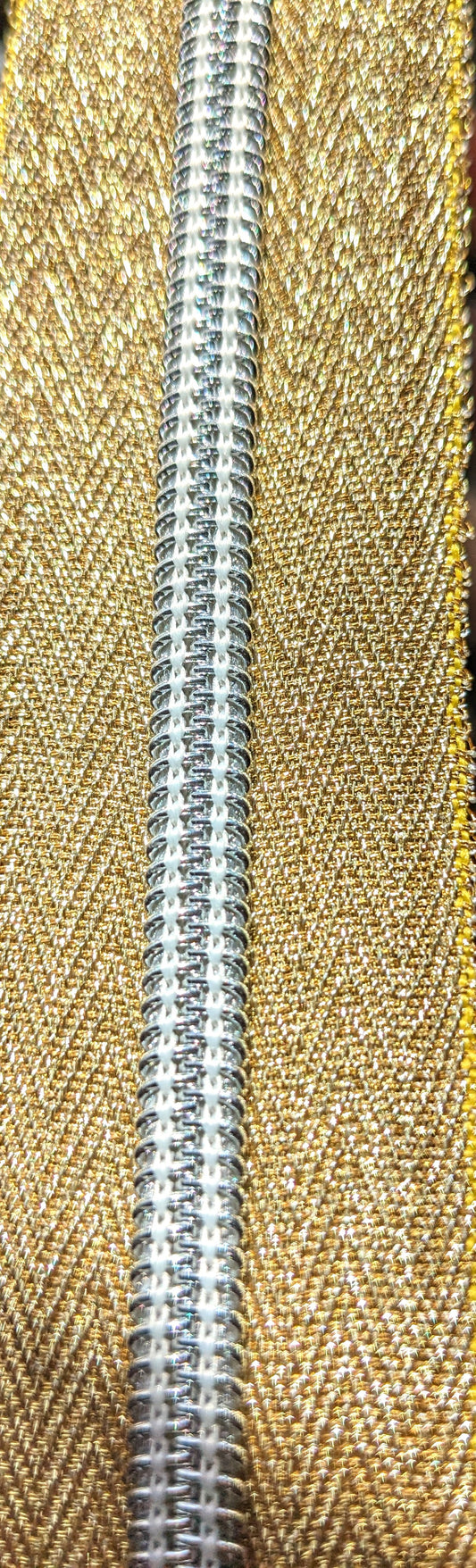 Sallie Tomato Zipper- #5 - 1 yard Gold Metallic Nickel Zipper