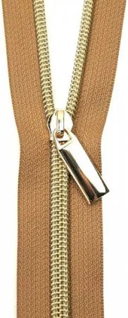 Sallie Tomato Zipper- #5 - 1 yard Natural Gold Zipper