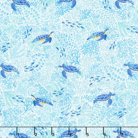 Andover - Deep Blue Sea - Turtles by Makower UK