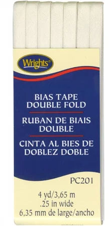 Wrights Bias Tape Double Fold .25 in wide - OYSTER
