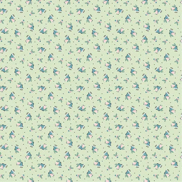 Poppie Cotton - Frost & Flurry - Mint - bell flowers