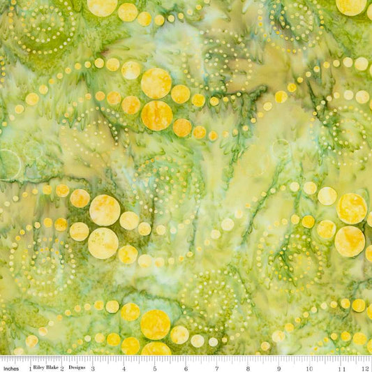 Riley Blake - Batiks - Lemon Lime yellow circles