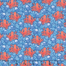 Andover - Deep Blue Sea - Octopus by Makower UK