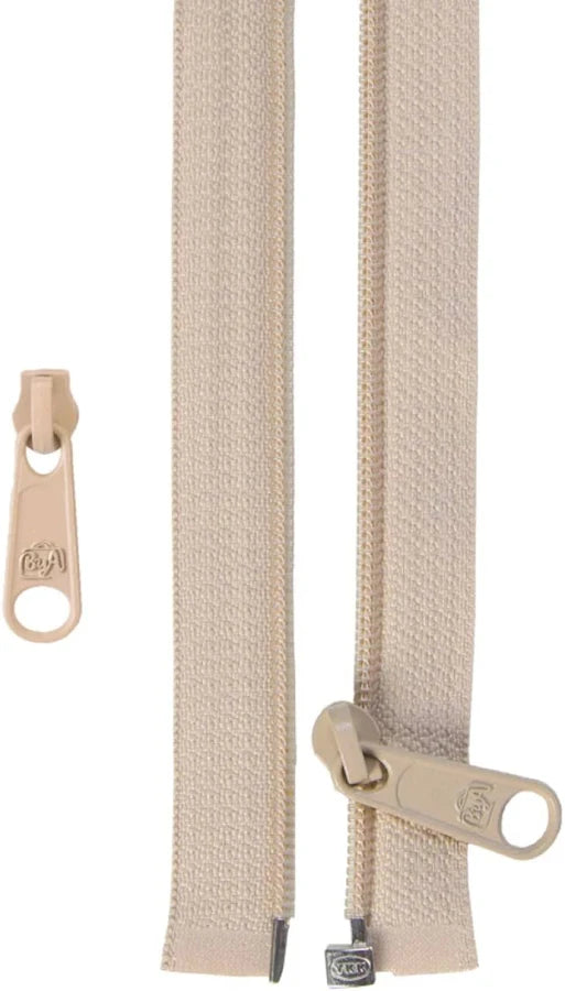 ByAnnie.com - 50 inches of Separating Zipper - Natural + 1 pull