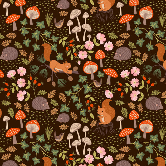 Lewis & Irene - Flannel -  Snuggle Up Autumn Pumpkins brown