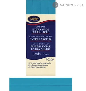 Wrights Bias Tape Double Fold Extra Wide .5" wide - teal