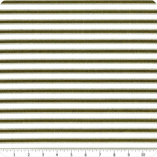 Riley Blake - Yuletide Forest Ticking Green Stripes