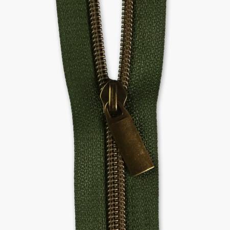 Sallie Tomato Zipper #5 by the yard - Fern + Antique Coil